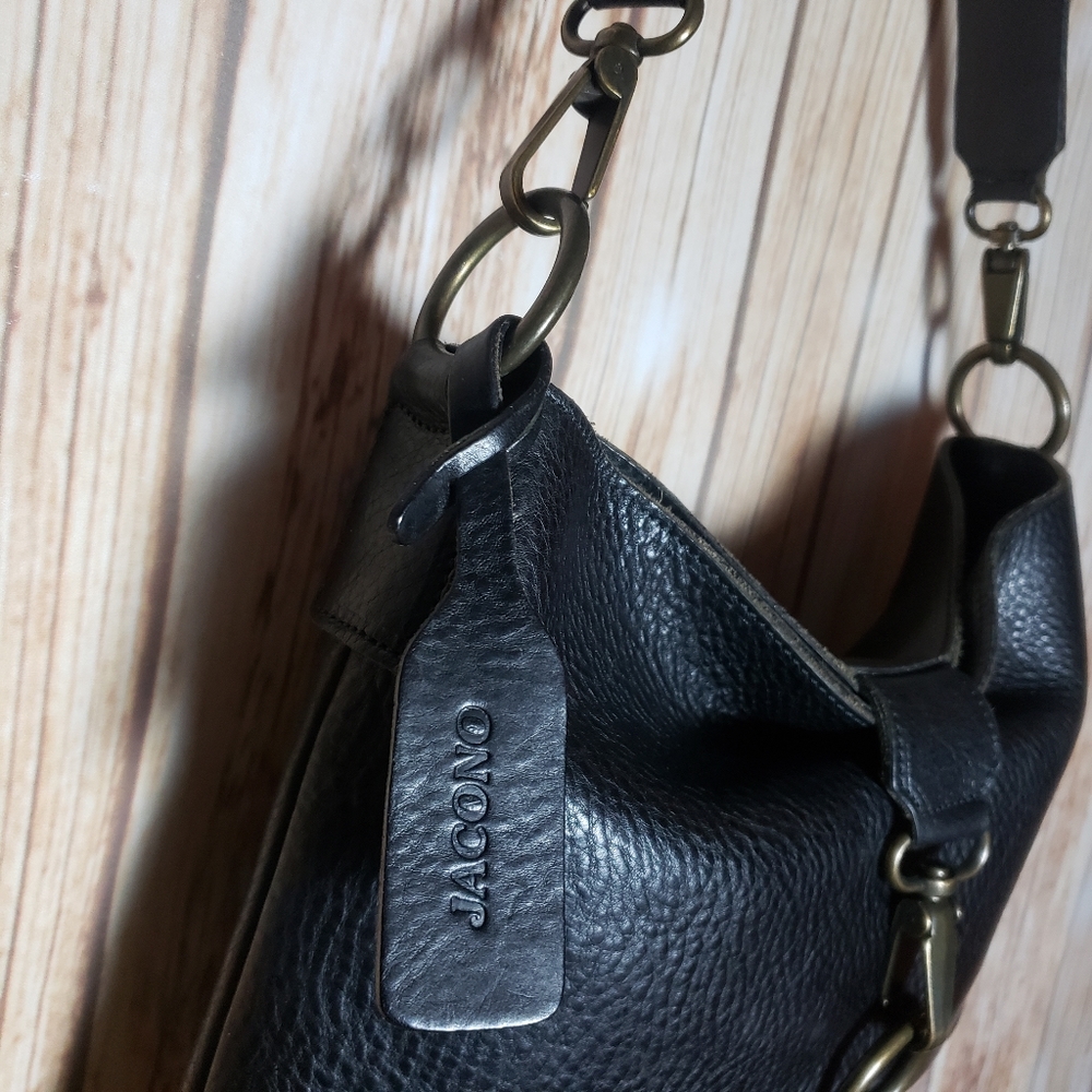 JACONO Parma Italian black leather shoulder purse - Picture 5 of 8